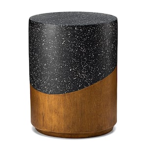 17.75 in. H Kits and Accessories MGO Faux Terrazzo and Wood Texture Garden Stool or Planter Stand or Accent Table