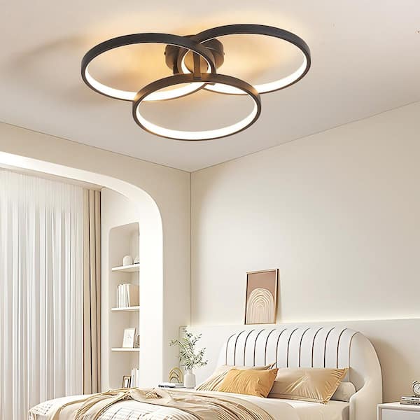 OUKANING 17.7 in. 1-Light Black Modern Geometric Design Selectable