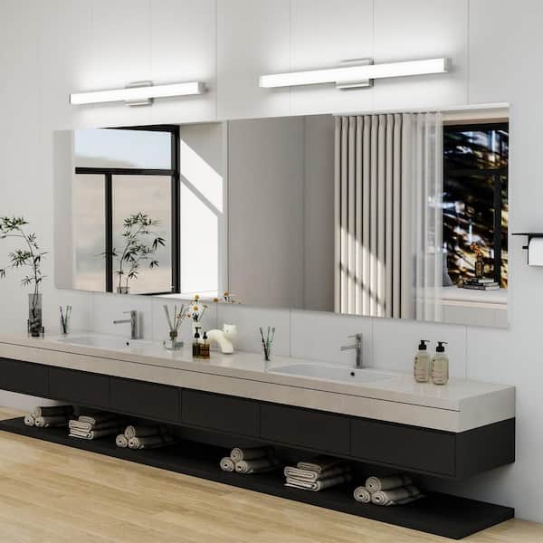 41 in. 1-Light Light silver LED Vanity Light Bar for Bathroom Mirror Minimalist Wall Sconce Over Sink Lighting