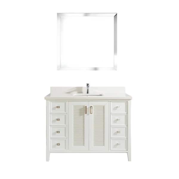 Studio Bathe Aurora 48 in. W x 22 in. D Vanity in White with Quartz Vanity Top in White with White Basin