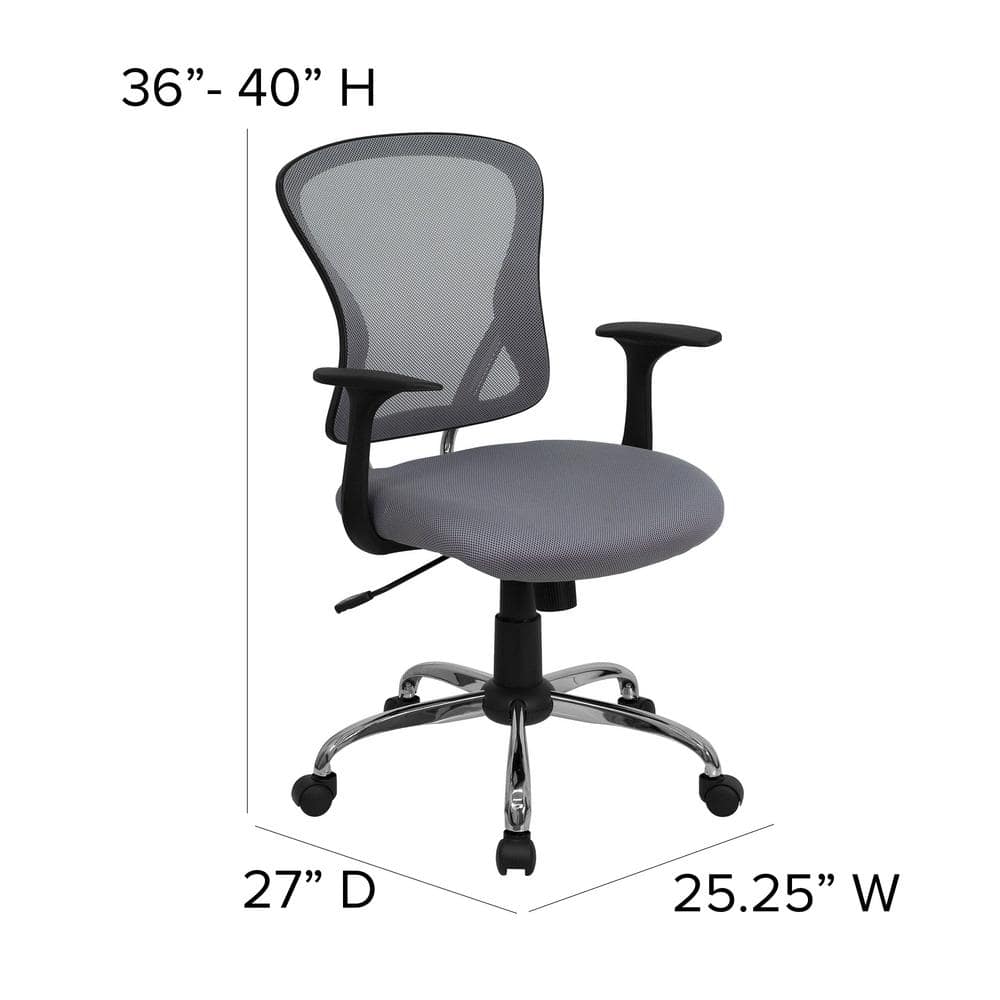 Mid-Back Gray Mesh Swivel Task Chair with Chrome Metal Base