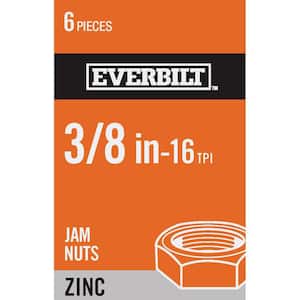 3/8 in.-16 Zinc Plated Jam Nut (6-Pack)
