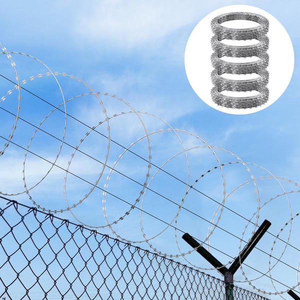 Razor Wires 366.14 in. Razor Barbed Wire 2 Rolls Razor Wire Fencing Razor Fence Galvanized Steel Garden Fencing