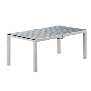 Madeira Gray Rectangular Plastic and Slate Indoor and Outdoor Patio Dining Table
