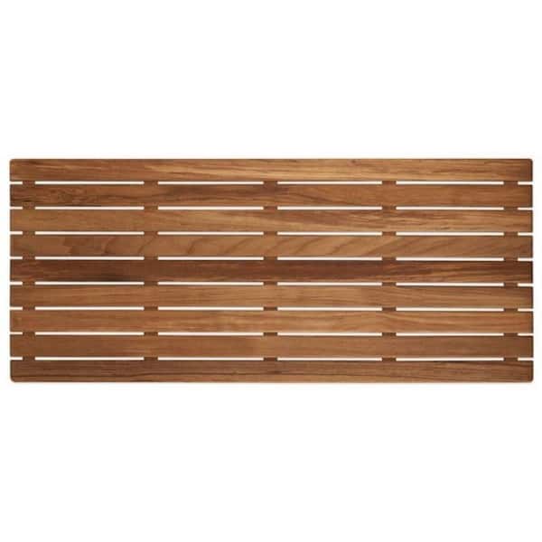 32 in. x 14 in. Brown Solid Color Wood Rectangle Bath Mat
