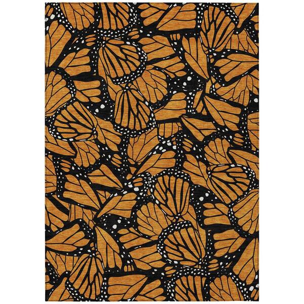 Chantille Machine Washable Indoor/Outdoor Abstract ACN2846 Orange 3 ft. x 5 ft. Area Rug