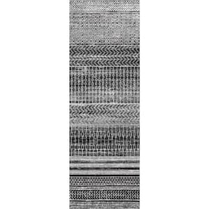 Nova Stripes Dark Gray 2 ft. x 14 ft. Runner Rug