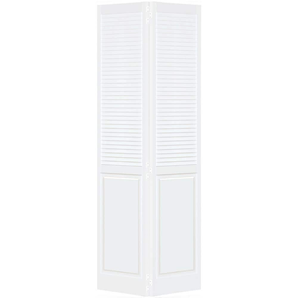 UPC 717962023816 product image for 24 in. x 80 in. Traditional Louver Panel White Solid Core Wood Bi-fold Door | upcitemdb.com