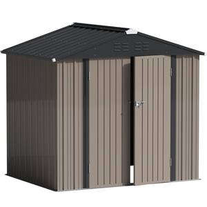 6 ft. W x 8 ft. D Outdoor Storage Metal Shed Lockable Metal Garden Shed for Backyard Outdoor (48 sq. ft.)
