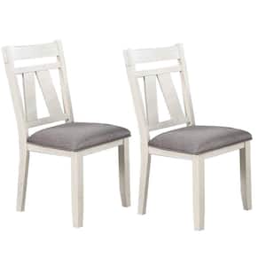 Gray and White Microfiber Padded Seat Dining Side Chair (set of 2)