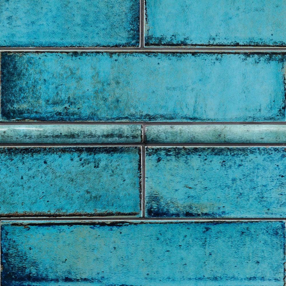 Chateau Blue Ceramic Pencil Liner Tile Trim 1x12