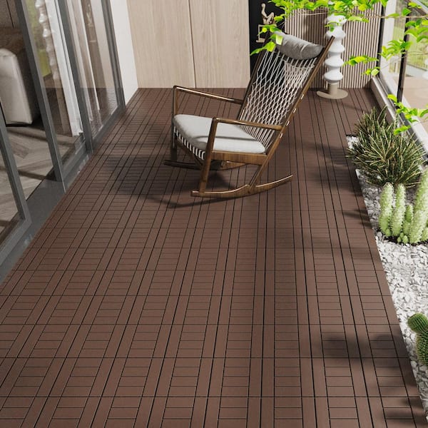 Unbranded 44pcs 12 in. x 12 in. Patio Deck Tiles, DIY Module Interlocking Decking Tiles Floor Tile, Tiles for Poolside Backyard