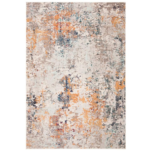 SAFAVIEH Madison Gray/Beige 4 ft. x 6 ft. Geometric Area Rug