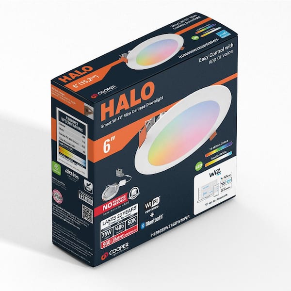 HLB 6 in. Color and Tunable White Slim Canless Smart Wi-Fi LED Recessed Downlight with WiZ Pro
