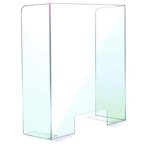 Sneeze Guard 24 in. x 32 in. with 6. in. Sides Clear Protection Shield Freestanding with Pass Through