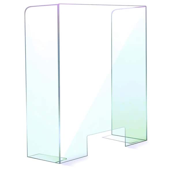 LEXAN Sneeze Guard 24 in. x 32 in. with 6. in. Sides Clear Protection Shield Freestanding with Pass Through