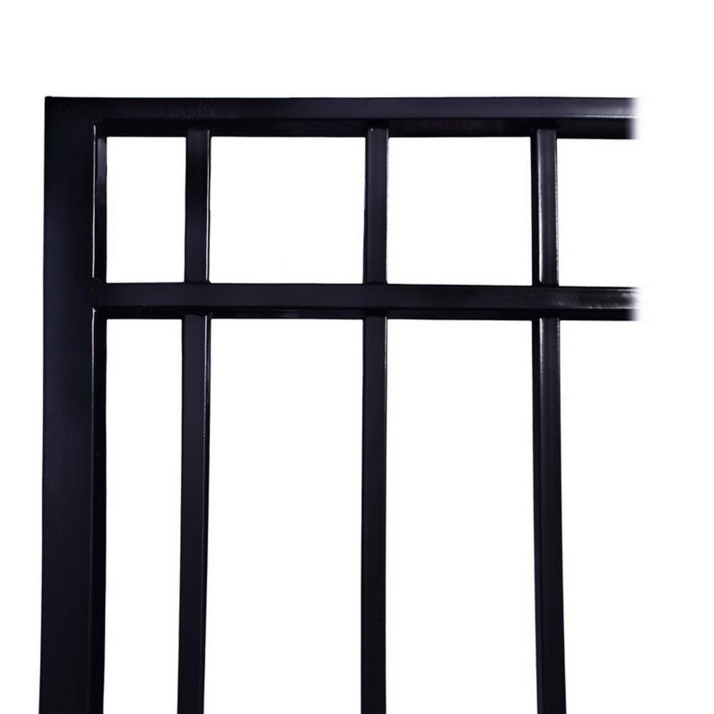 Madrid Style Black Steel Garden Fence Panels, 8 x 5 Feet, Set of 2