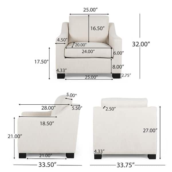 Damier Contemporary Beige Fabric Upholstered Club Chair