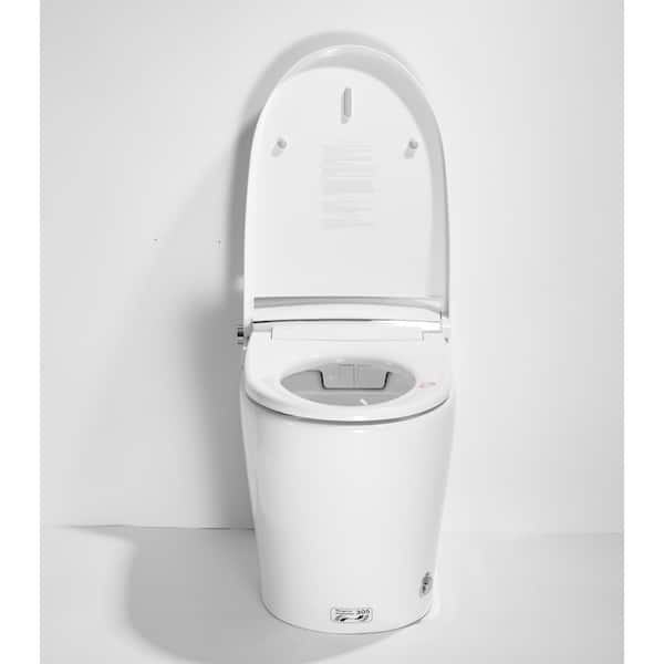 12 in. 1-Piece 1.28GPF Single Flush Smart Elongated Toilet in White,Closing Seat Included,Auto Flushing/Adjustable Temp