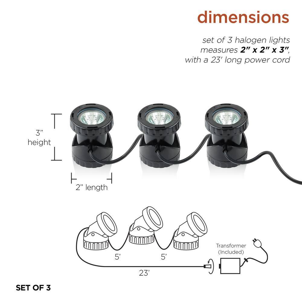 Alpine Black PVC 20-Watt Halogen Pond Lights with Transformer