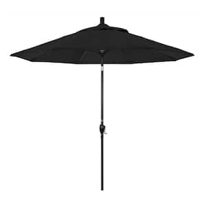 9 ft. Black Aluminum Pole Market Aluminum Ribs Push Tilt Crank Lift Patio Umbrella in Black Sunbrella