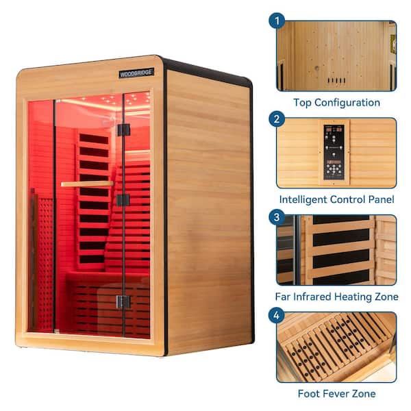 WOODBRIDGE 2-Person Indoor Canadian Hemlock Infrared Sauna with 7