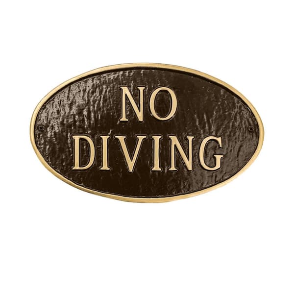 Montague Metal Products No Diving Standard Oval Statement Plaque - Oil Rubbed/Gold