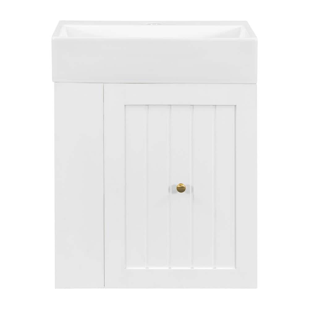 20 in. Single Sink Wall-Mounted White Bath Vanity with White Ceramic Top Unassembled price history on PriceWatchPro