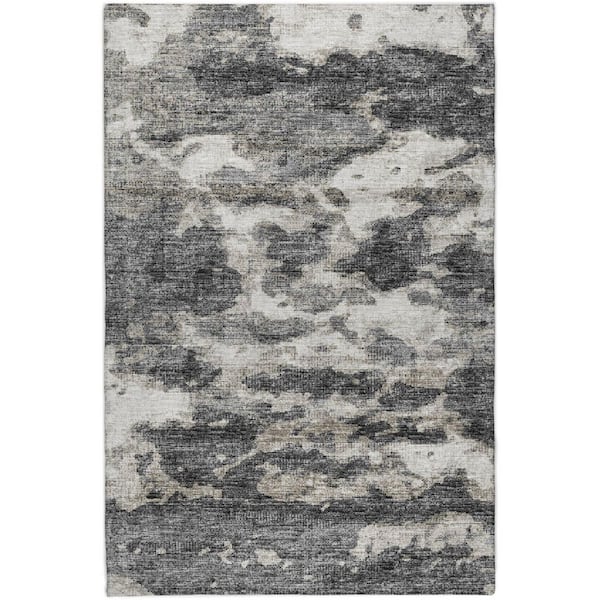 Dream Shag Premium Machine Washable Abstract ADS71 Black 8 ft. x 10 ft. Area Rug