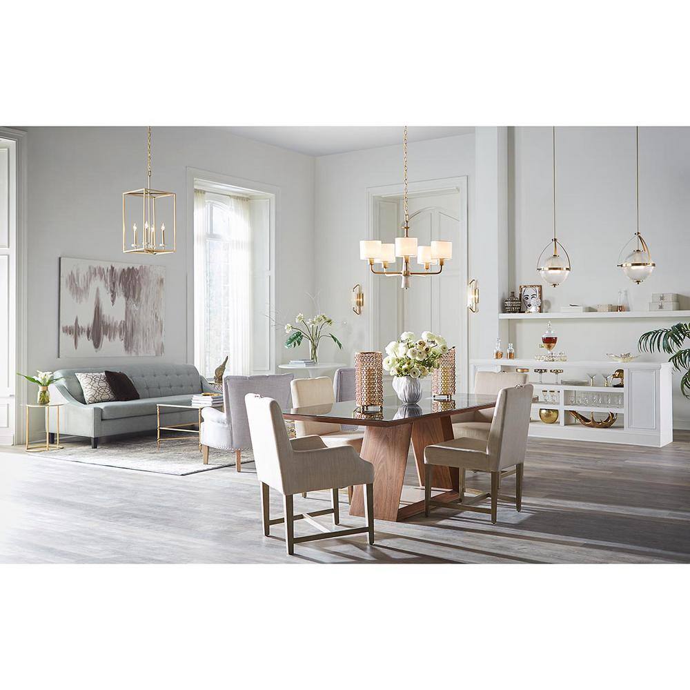 Palacio Vintage Gold Chandelier with White Silk Shades