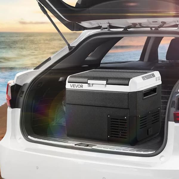 Car Refrigerator 12-Volt Car Refrigerator Fridge, 31.7QT/30L Single Zone Portable Freezer with Built-In Light Black