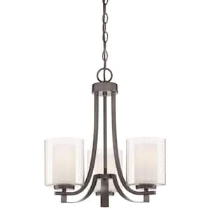 Parsons Studio 3-Light Smoked Iron Shaded Cylinder Chandelier for Dining Room