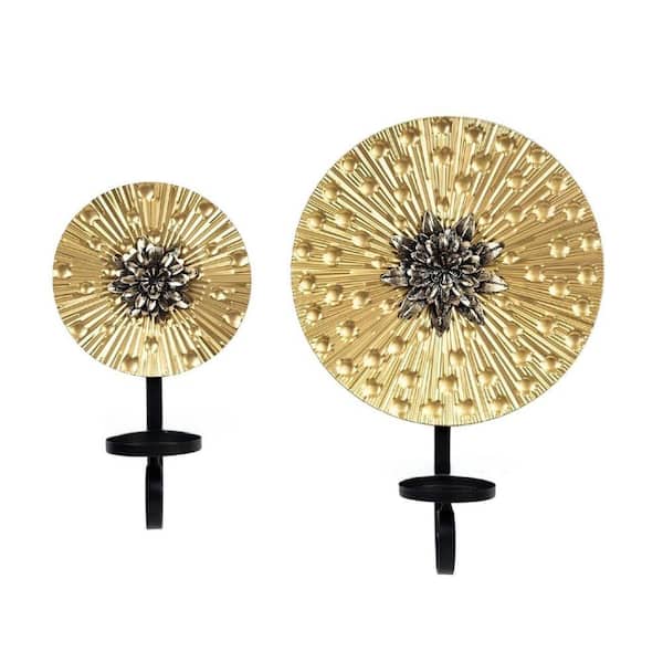 Gold Metal Candlestick 2 Pieces (1 Large and 1 Small Combination ...