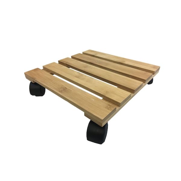 2.75 in. H x 11.4 in. Dia, Square Bamboo Plant Caddy,