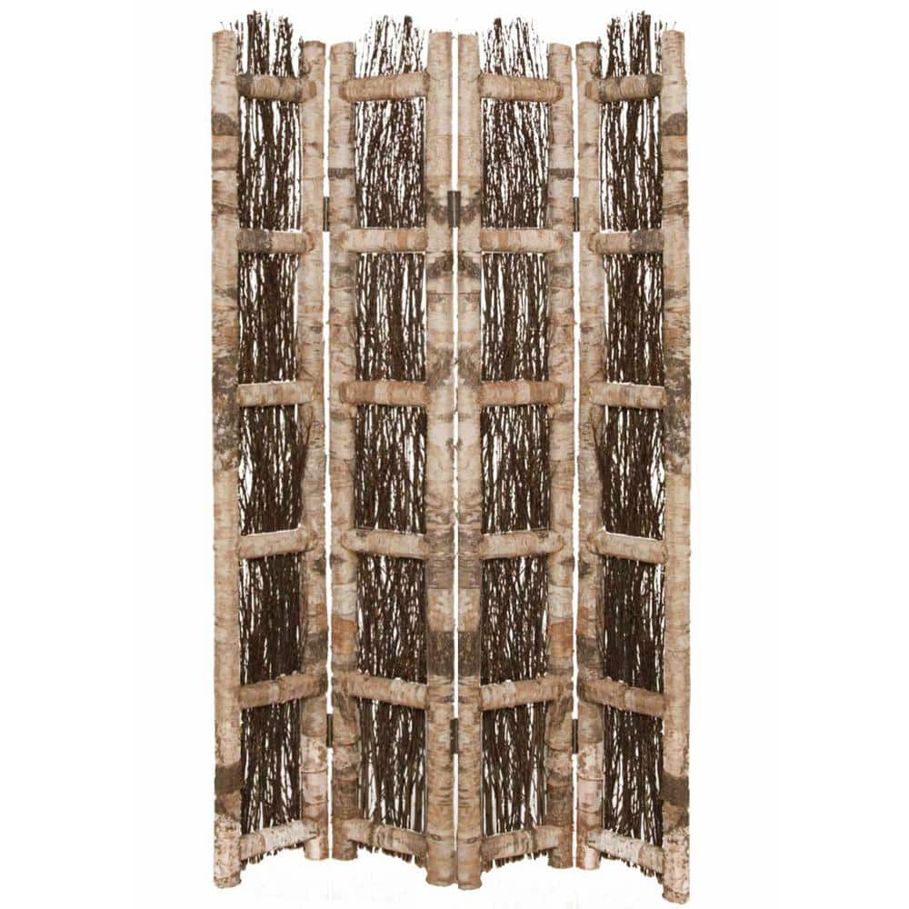 Birch 5 ft. Brown 4Panel Room Divider SG09 The Home Depot