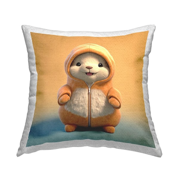 Stupell Industries Chipmunk Wearing Orange Yellow Square Outdoor Throw Pillow