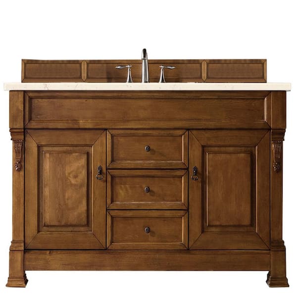 James Martin Vanities Brookfield 60 in. W x 23.5 in. D x 34.3 in. H Bath Vanity in Country Oak with Eternal Marfil Quartz Top