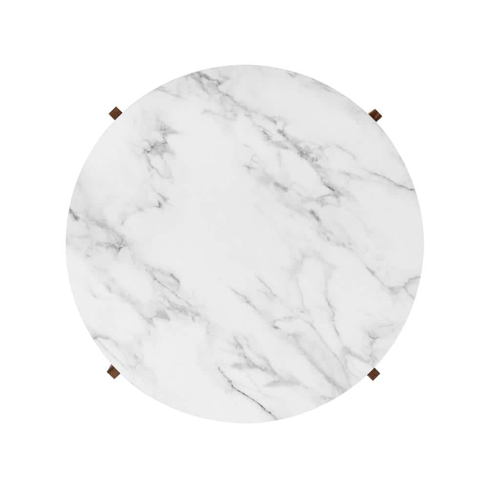 Calacatta Marble and Dark Walnut Round 35" Coffee Table