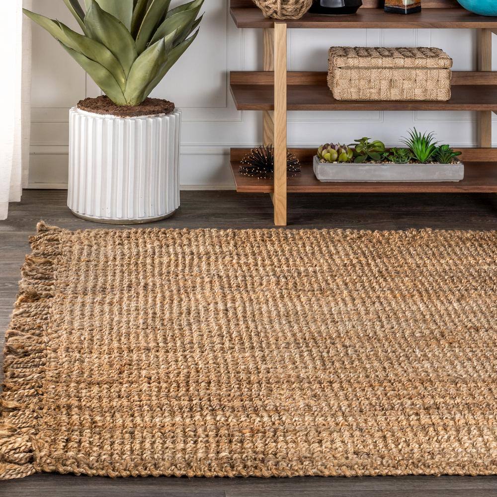 Ivory Handmade Braided Reversible Jute Area Rug