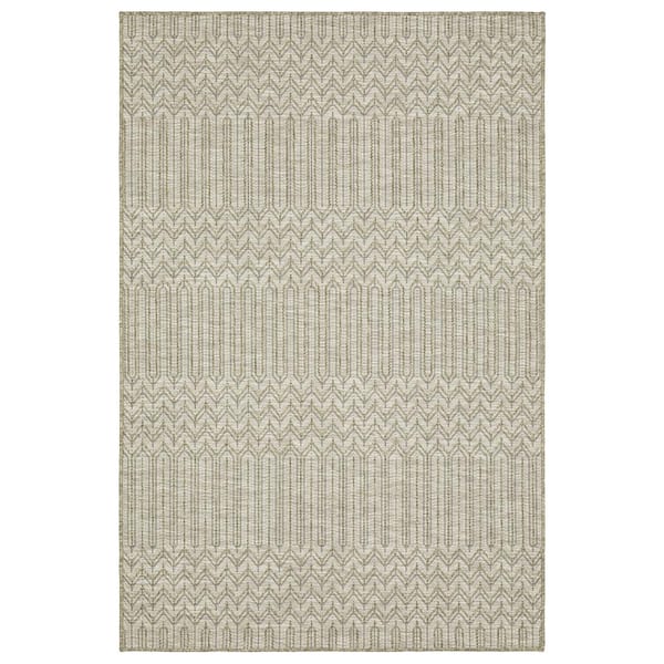 Thrasher Beige 3 ft. x 5 ft. Geometric Abstract Stripe Polypropylene Indoor/Outdoor Area Rug