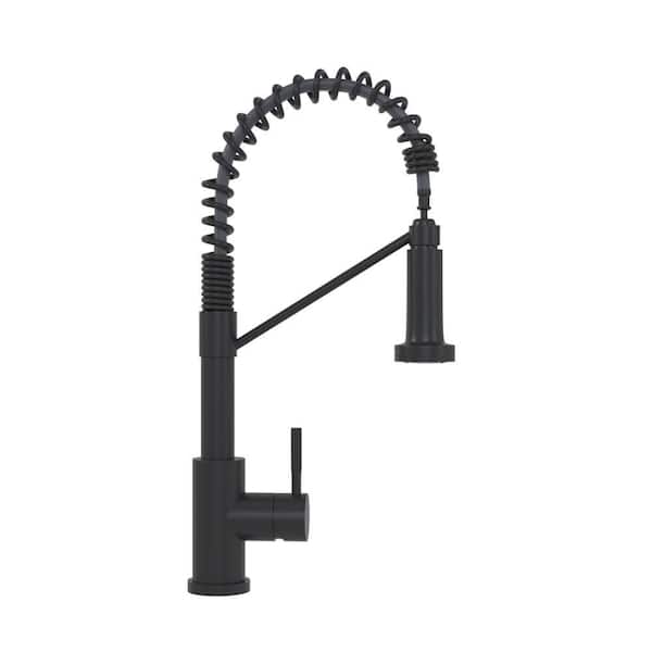 Matte Black 19 in. H Single Handle Pull Down Kitchen Faucet with 360° Swivel Spout and Stream Spray Modes