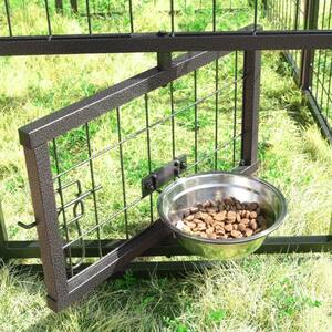 4 ft. x 8 ft. Outdoor Dog Kennel In-Ground Fence with Rotating Feeding Door and Cover, Coverage Area 0.0007-Acre