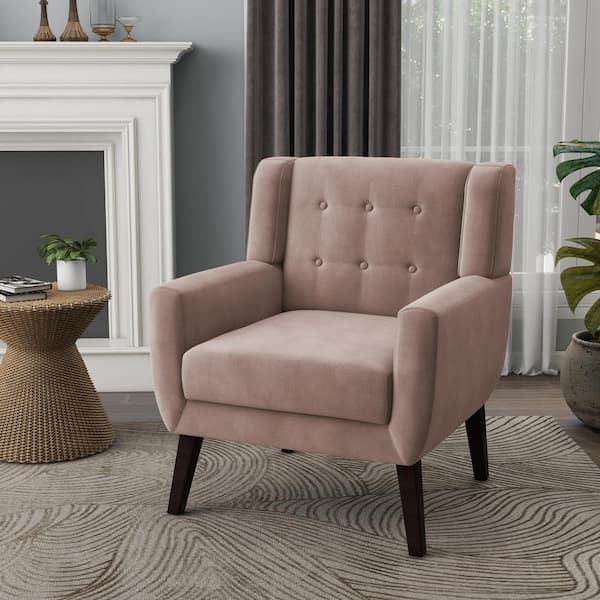 Uixe Skin Pink Velvet Upholstery Arm Chair (Set of 1)