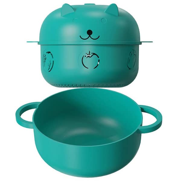 68 oz. Plastic Microwave Steamer Bowl Food Cooker with Removable Colander Large Capacity for Vegetables Noodles