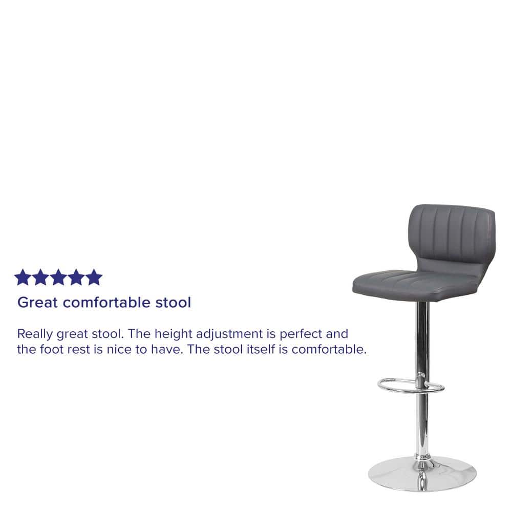 Elevate Gray Vinyl and Chrome Adjustable Swivel Barstool