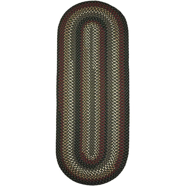 Country Medley Spruce Green Multi 2 ft. x 6 ft. Indoor/Outdoor Braided Runner Rug