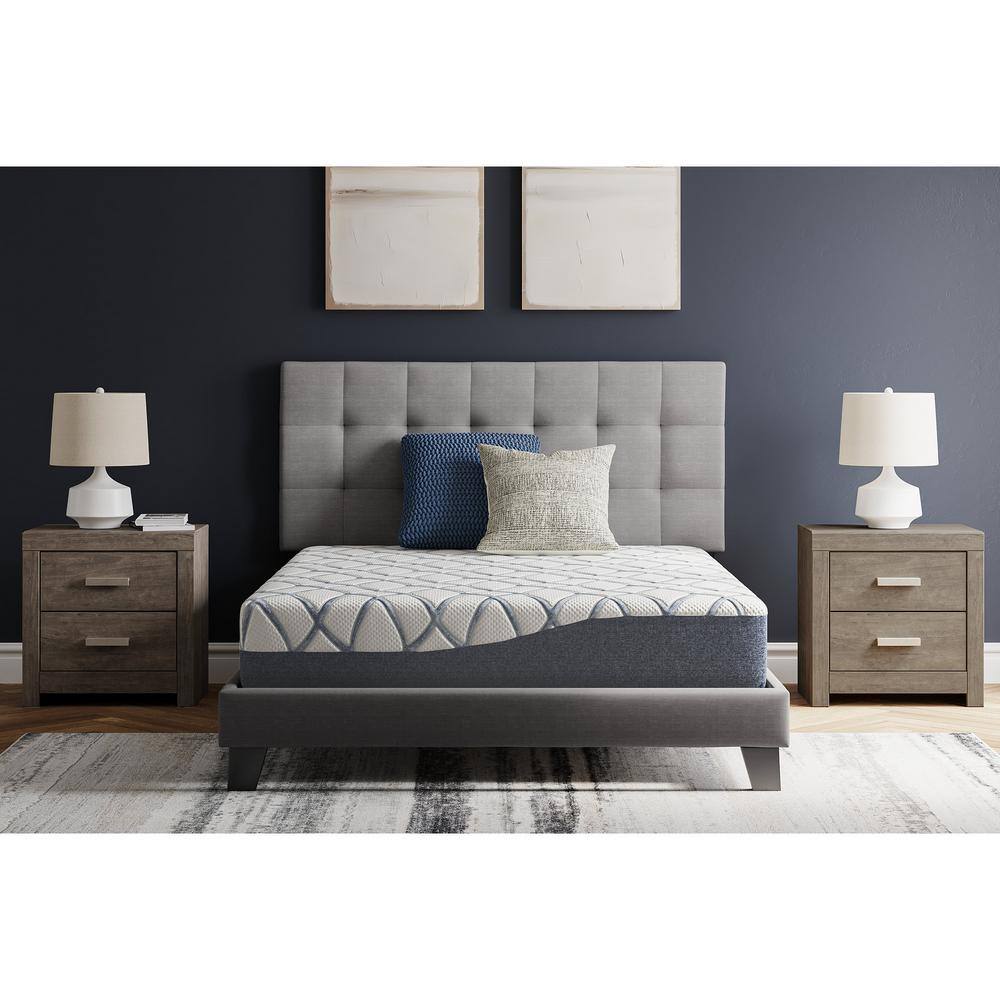 Twin Blue and White Adjustable Memory Foam Mattress