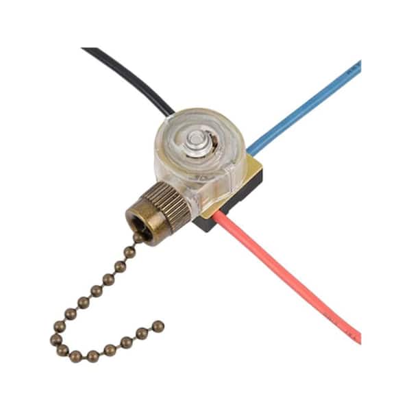 Ceiling Fan Light Switch, Replacement Lamp Pull Chain Switch 3 Wire Fan Switch Compatible with Hunter Ceiling Multicolor