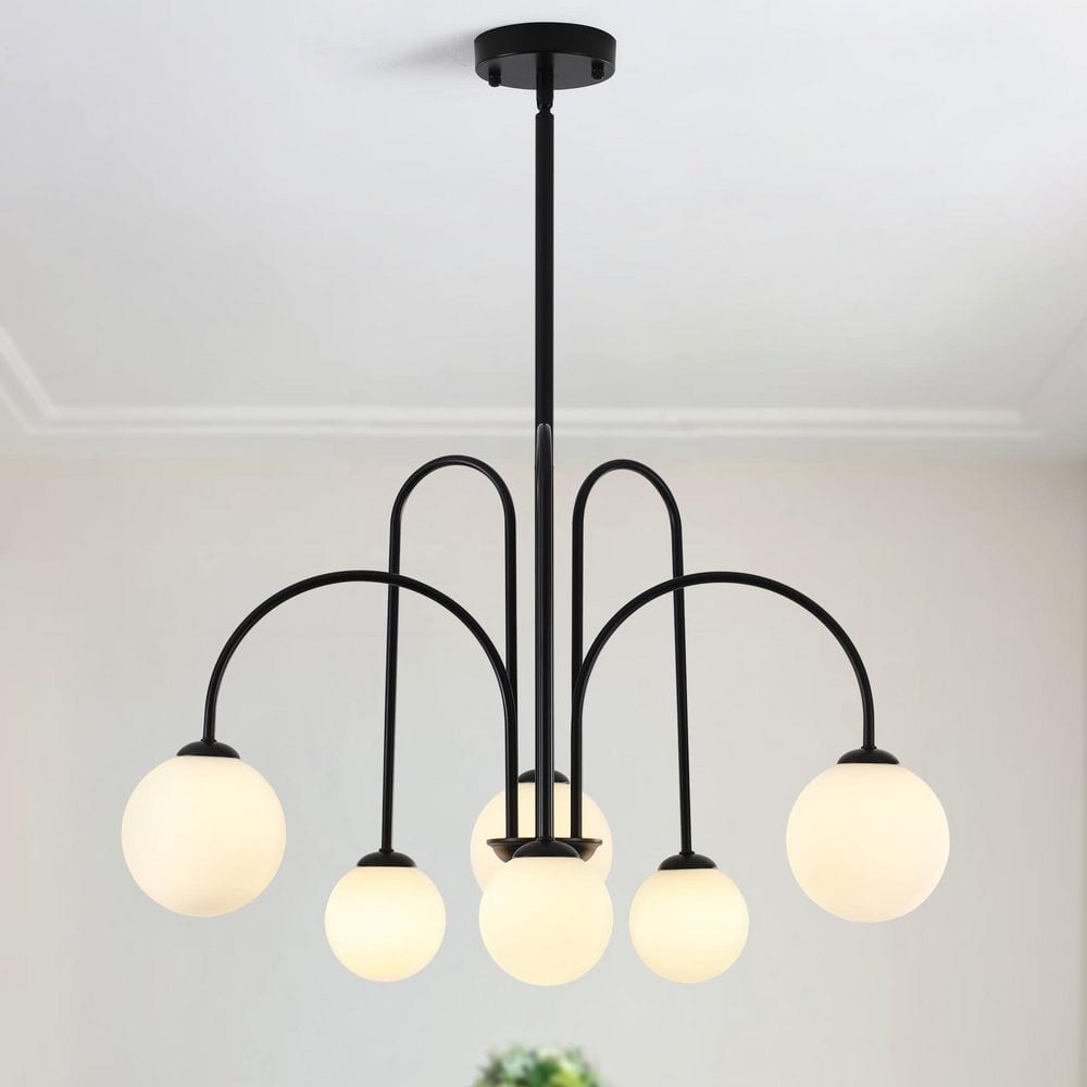 6-Light Black Modern Empire Chandelier Sphere Pendant Light Fixture With Glass Shade price history on PriceWatchPro