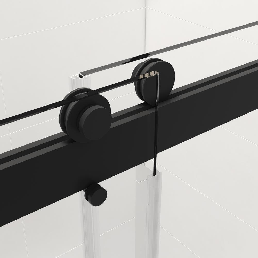 Matte Black 60" x 76" Frameless Double Sliding Shower Door